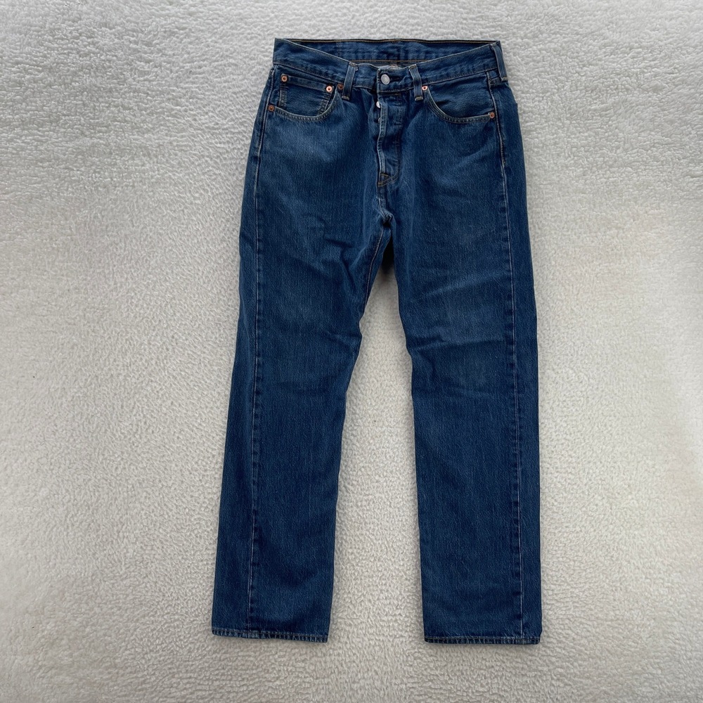Levis Jeans Mens 32x32 Blue 501 Original Straight Button Fly Medium Wash Denim